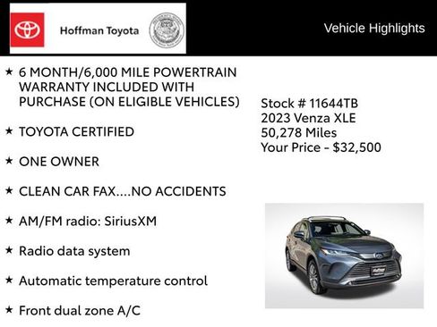 Certified 2023 Toyota Venza XLE AWD/4WD image 8