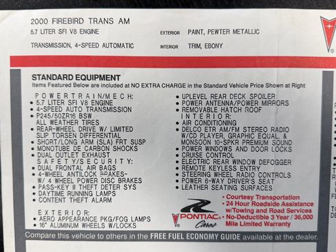 Used 2000 Pontiac Firebird Formula image 94