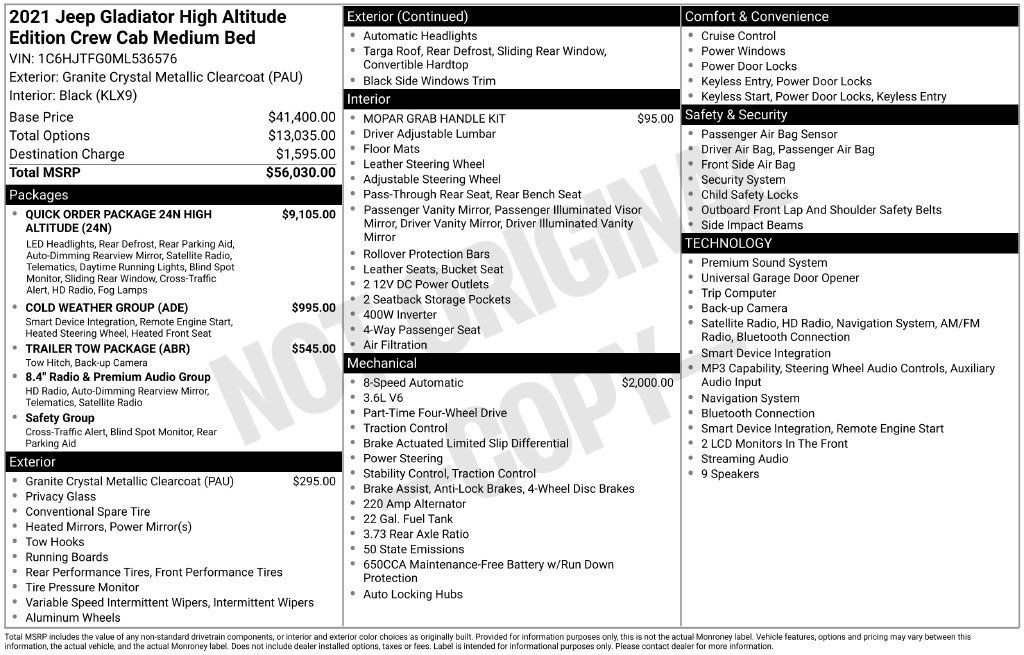 Used 2021 Jeep Gladiator Overland AWD/4WD image 2
