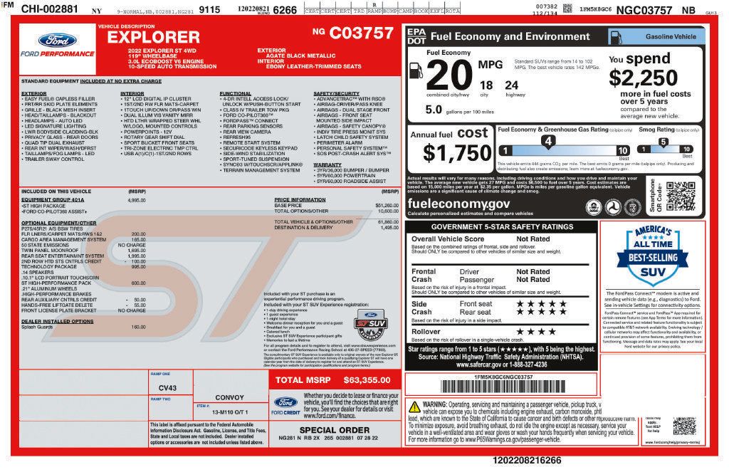 Used 2022 Ford Explorer ST w/ Equipment Group 401A AWD/4WD image 2