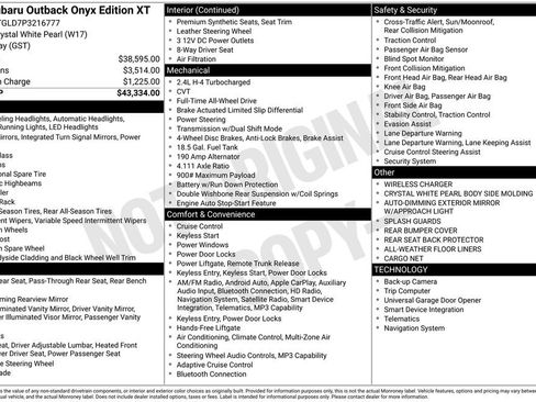 Certified 2023 Subaru Outback Onyx Edition XT AWD/4WD image 34