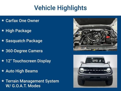 Used 2022 Ford Bronco Outer Banks w/ Sasquatch Package AWD/4WD image 3
