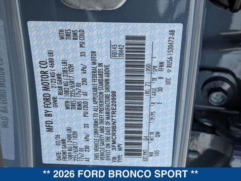 New 2026 Ford Bronco Sport Big Bend w/ Convenience Package image 21
