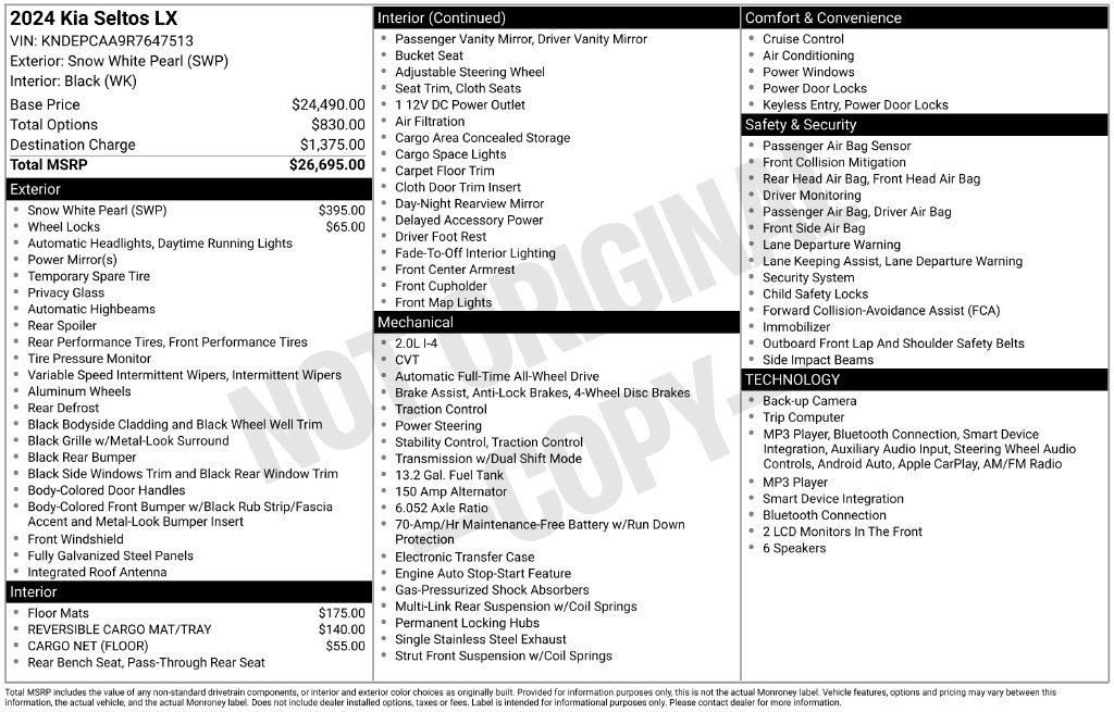 Certified 2024 Kia Seltos LX AWD/4WD image 2
