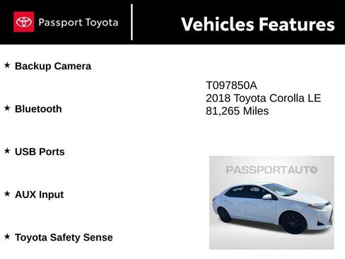 Used 2018 Toyota Corolla LE w/ Carpet Mat Package (TMS) image 7