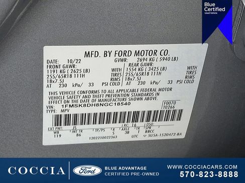 Certified 2022 Ford Explorer XLT image 27