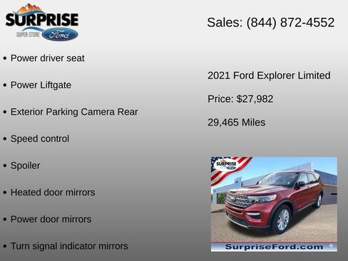Certified 2021 Ford Explorer Limited w/ Equipment Group 301A RWD image 17