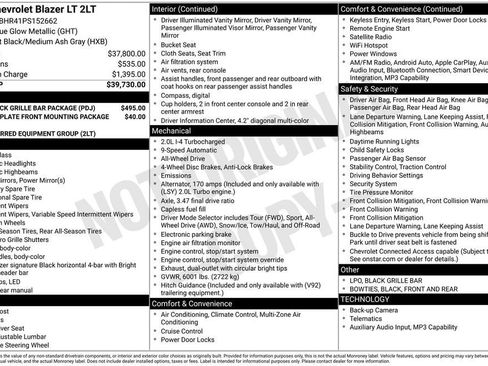 Used 2023 Chevrolet Blazer LT w/ LPO, Black Grille Bar Package image 2