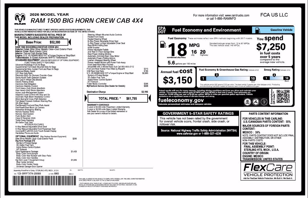 New 2026 RAM 1500 Big Horn AWD/4WD image 2