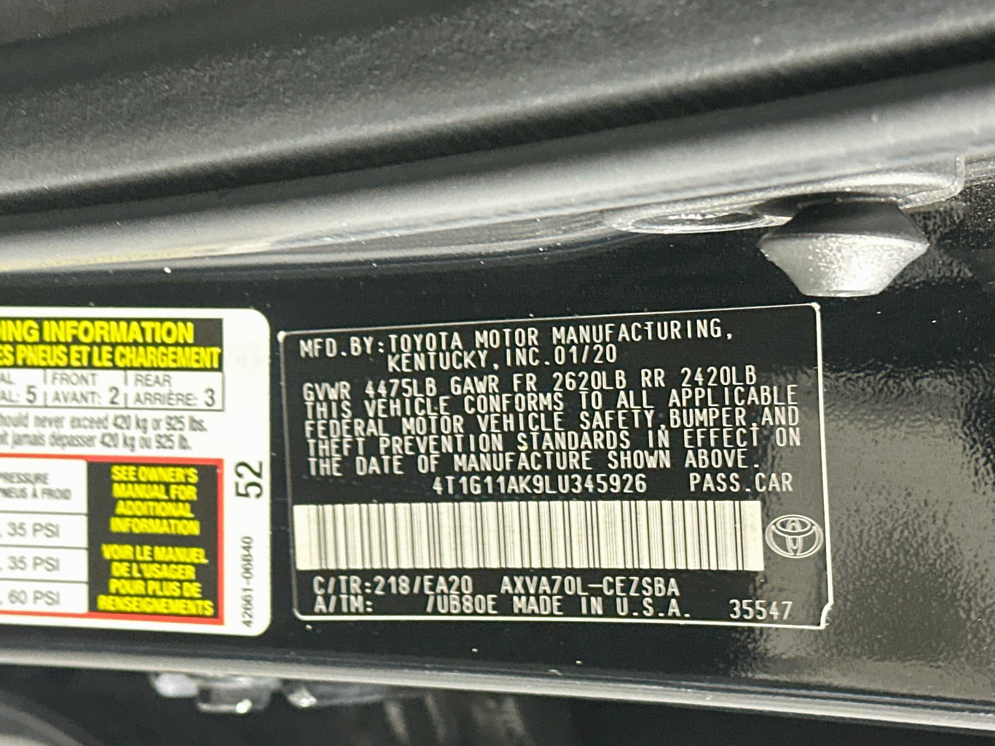 Used 2020 Toyota Camry SE w/ Carpet Mat Package FWD image 12