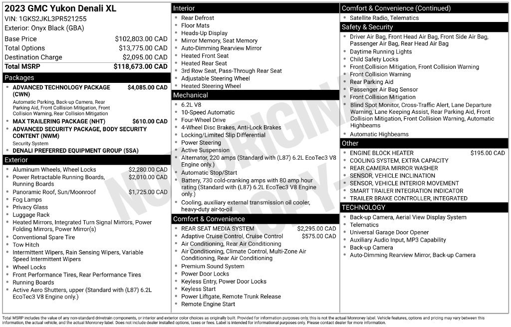 Used 2023 GMC Yukon XL Denali w/ Advanced Technology Package AWD/4WD image 85