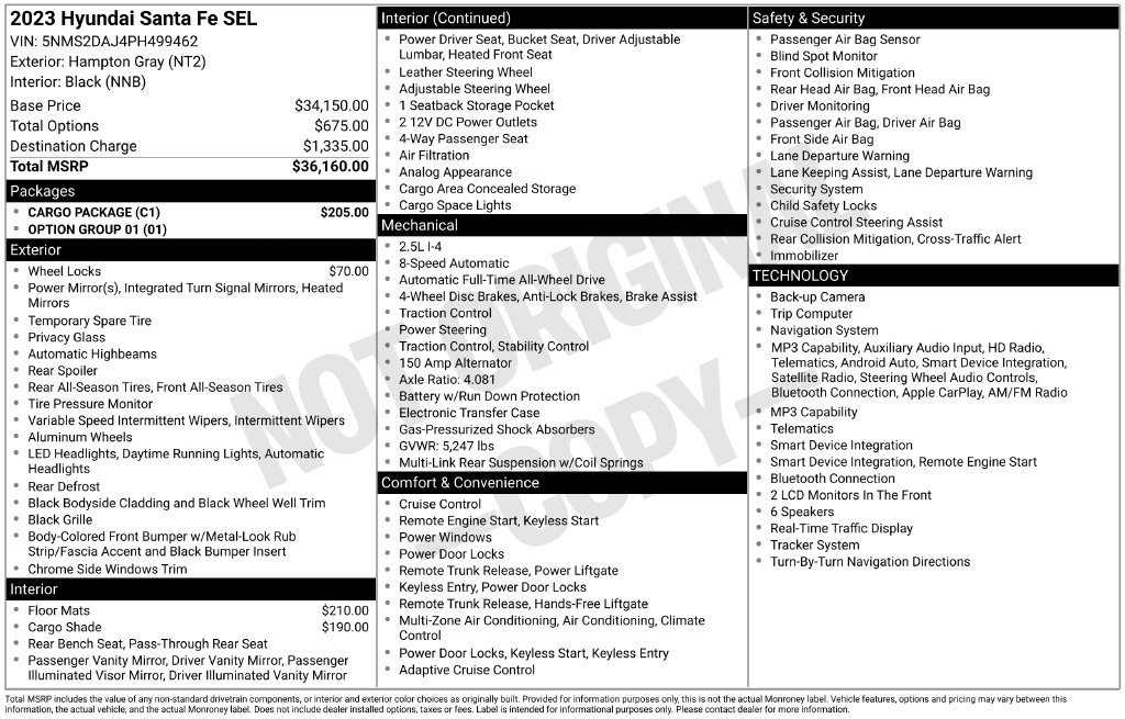 Used 2023 Hyundai Santa Fe SEL w/ Cargo Package AWD/4WD image 5