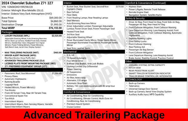 Used 2024 Chevrolet Suburban Z71 w/ Luxury Package AWD/4WD image 27