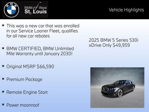 Certified 2025 BMW 530i xDrive w/ Premium Package image 8