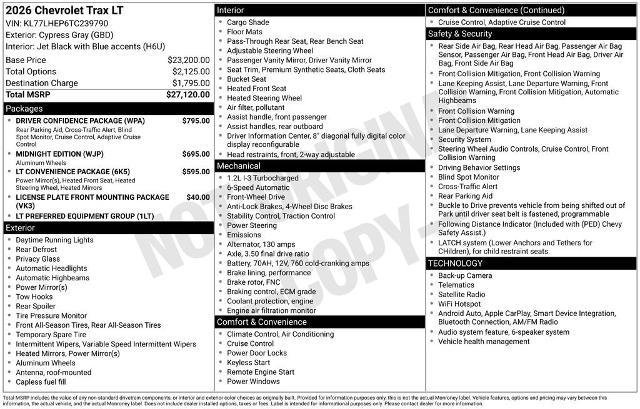 New 2026 Chevrolet Trax LT w/ Driver Confidence Package FWD image 36