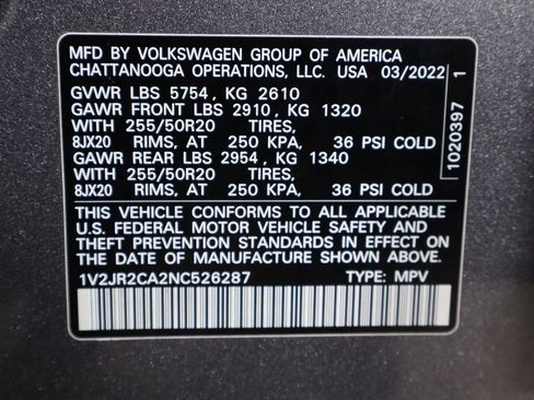 Used 2022 Volkswagen Atlas SE FWD image 39