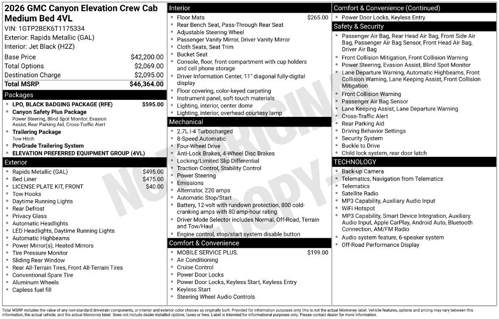 Certified 2026 GMC Canyon Elevation w/ LPO, Black Badging Package AWD/4WD image 32