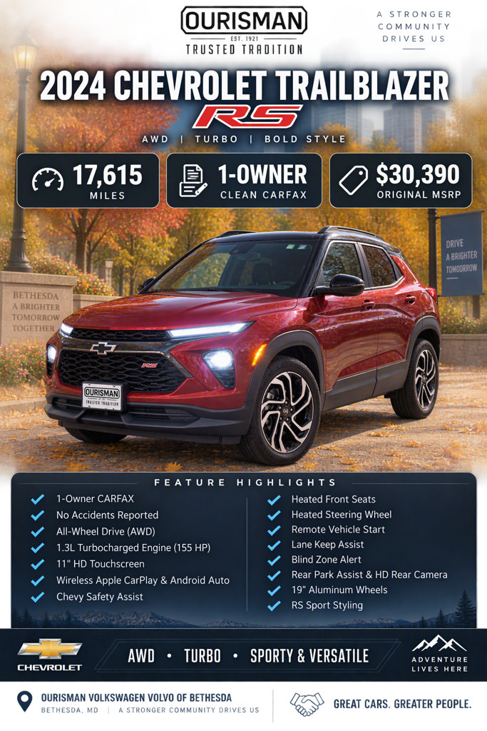 Used 2024 Chevrolet TrailBlazer RS w/ Driver Confidence Package AWD/4WD image 2