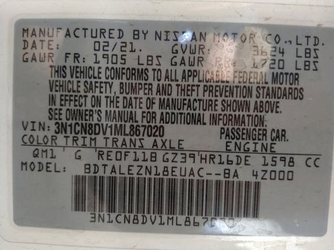 Used 2021 Nissan Versa S w/ Trunk Package image 33