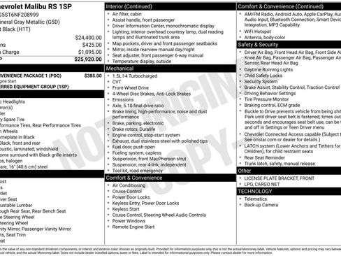 Used 2022 Chevrolet Malibu RS w/ LPO, Convenience Package 1 image 4