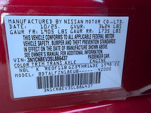 New 2025 Nissan Versa SV w/ Trunk Package image 30