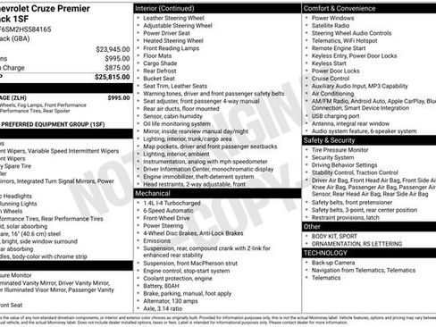 Used 2017 Chevrolet Cruze Premier w/ RS Package image 22