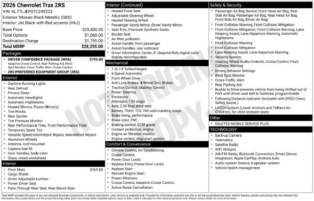 New 2026 Chevrolet Trax RS w/ Driver Confidence Package FWD image 5