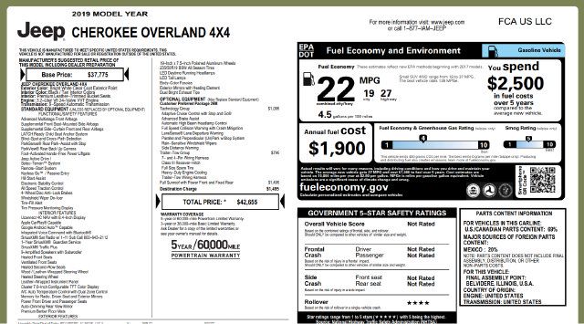 Used 2019 Jeep Cherokee Overland w/ Technology Group AWD/4WD image 10