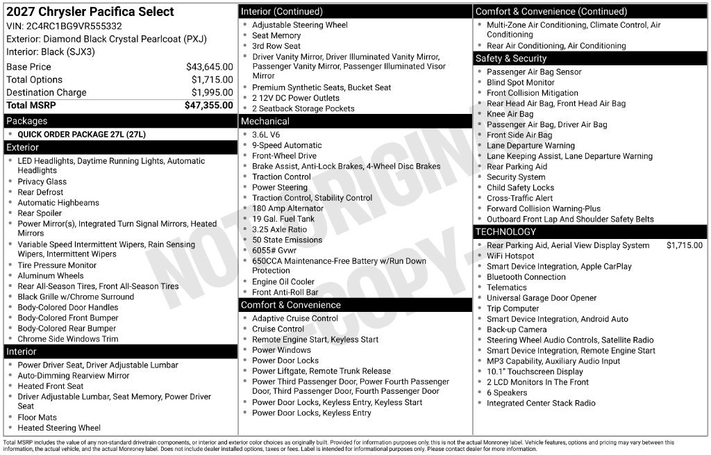 New 2027 Chrysler Pacifica Select FWD image 44