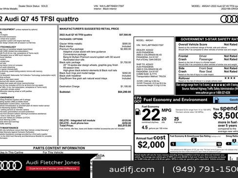 Used 2022 Audi Q7 2.0T Premium Plus w/ Premium Plus Package image 3