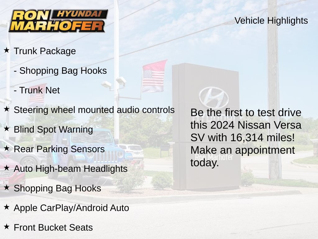 Used 2024 Nissan Versa SV w/ Trunk Package FWD image 2