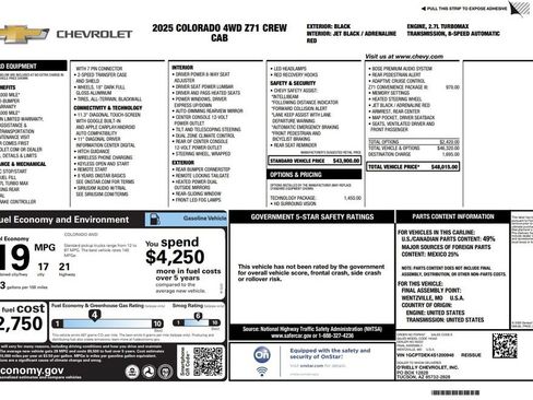 Used 2025 Chevrolet Colorado Z71 w/ Technology Package AWD/4WD image 4