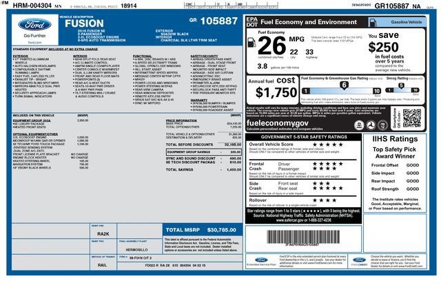 Used 2016 Ford Fusion SE w/ Equipment Group 202A FWD image 2
