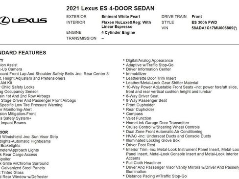 Used 2021 Lexus ES 300h w/ Premium Package FWD image 18