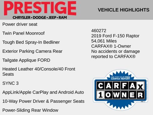 Used 2019 Ford F150 Raptor w/ Equipment Group 801A Mid image 4