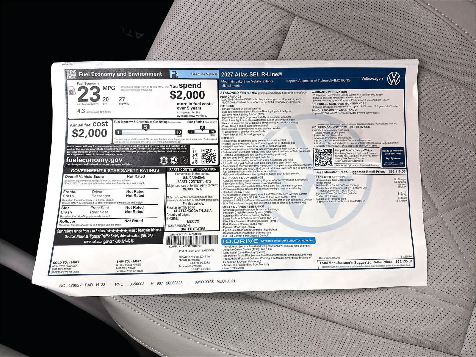 New 2027 Volkswagen Atlas SEL R-Line AWD/4WD image 14