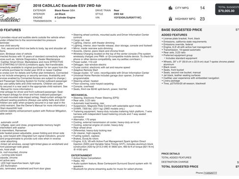 Used 2018 Cadillac Escalade ESV 2WD image 6