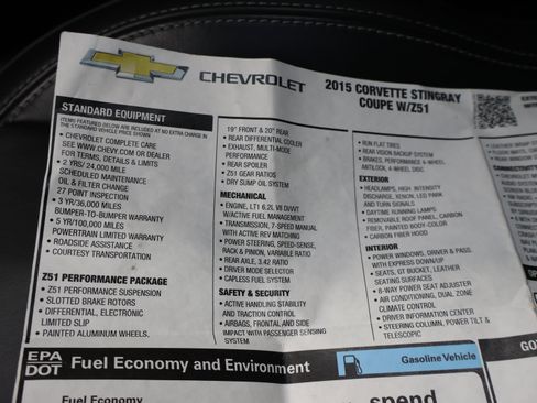 Used 2015 Chevrolet Corvette Stingray Coupe w/ 3LT Preferred Equipment Group RWD image 50