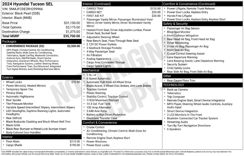 Used 2024 Hyundai Tucson SEL w/ Convenience Package AWD/4WD image 43