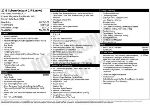 Used 2019 Subaru Outback 2.5i Limited AWD/4WD image 7