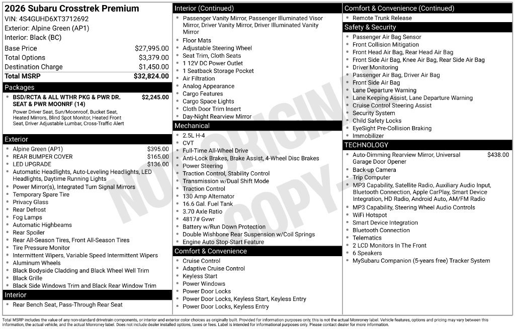 Certified 2026 Subaru Crosstrek 2.5i Premium AWD/4WD image 28
