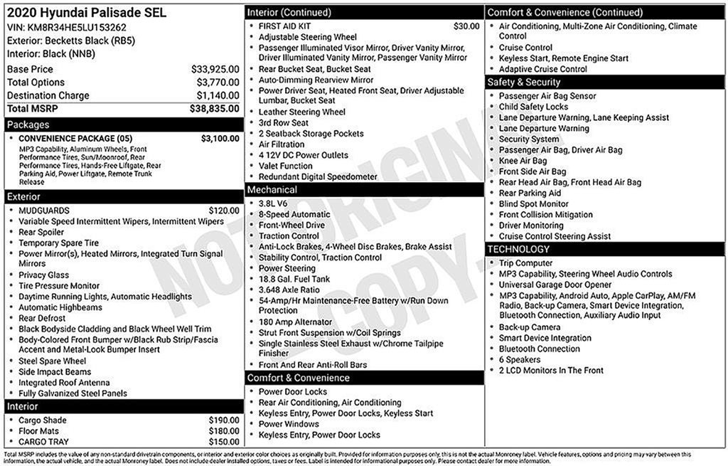 Used 2020 Hyundai Palisade SEL w/ Convenience Package FWD image 33