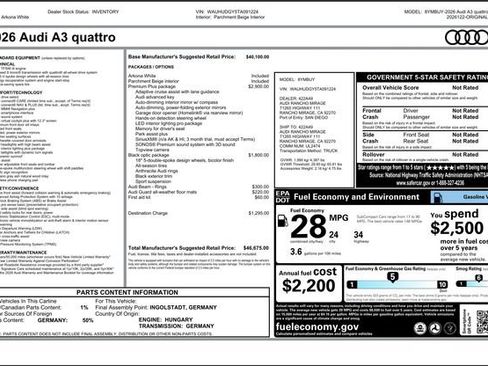 New 2026 Audi A3 2.0T Premium Plus AWD/4WD image 38