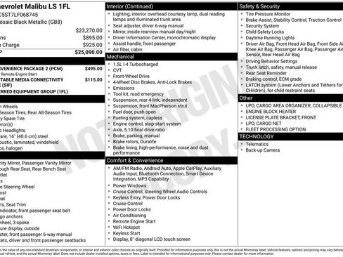 Used 2020 Chevrolet Malibu LS w/ LPO, Convenience Package 2 FWD image 17