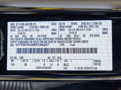 Used 2024 Ford F150 Raptor w/ Equipment Group 803A Raptor R image 44