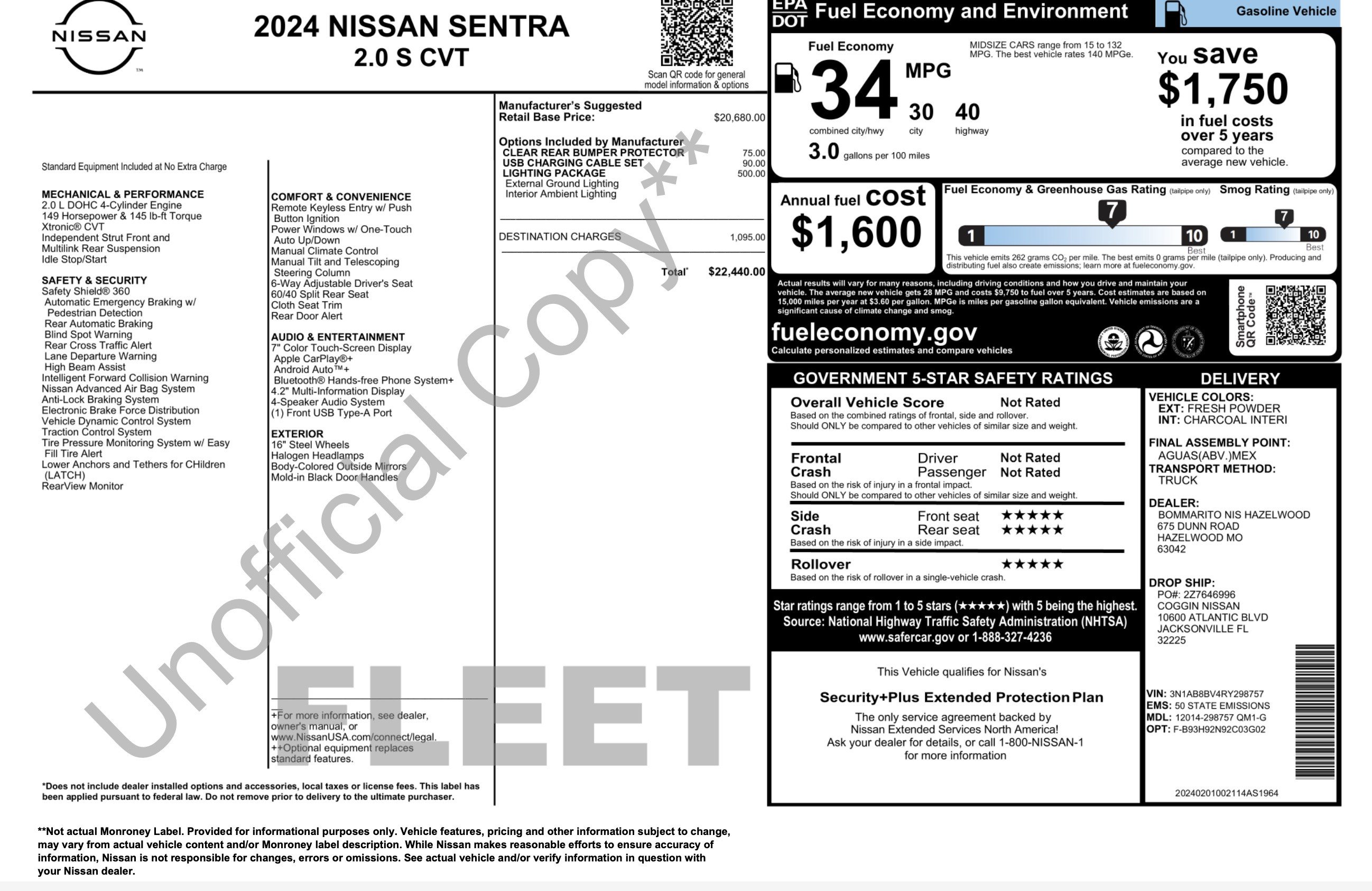 Used 2024 Nissan Sentra S w/ Lighting Package FWD image 4
