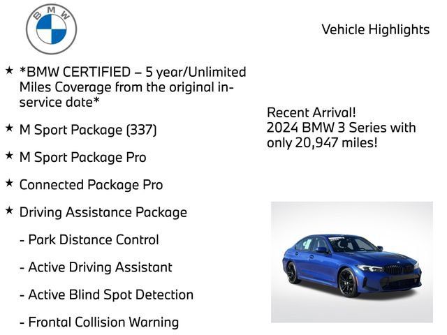 Used 2024 BMW 330i xDrive Sedan w/ M Sport Package AWD/4WD image 3