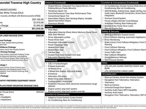New 2026 Chevrolet Traverse High Country w/ LPO, Floor Liner Package AWD/4WD image 6