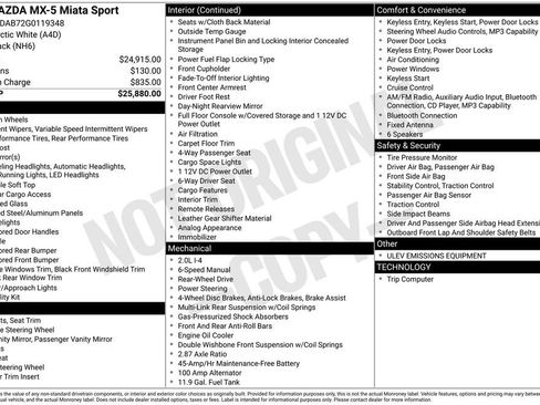 Used 2016 MAZDA MX-5 Miata Sport image 11