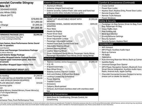 Used 2021 Chevrolet Corvette Stingray Premium Conv w/ Z51 Performance Package RWD image 22